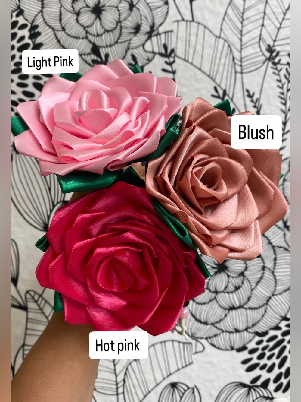 Hand Crafted Satin Rose Pen- Choose 1 - Picture 5 of 5